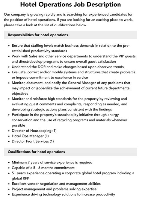 Hotel Captain Job Description .
